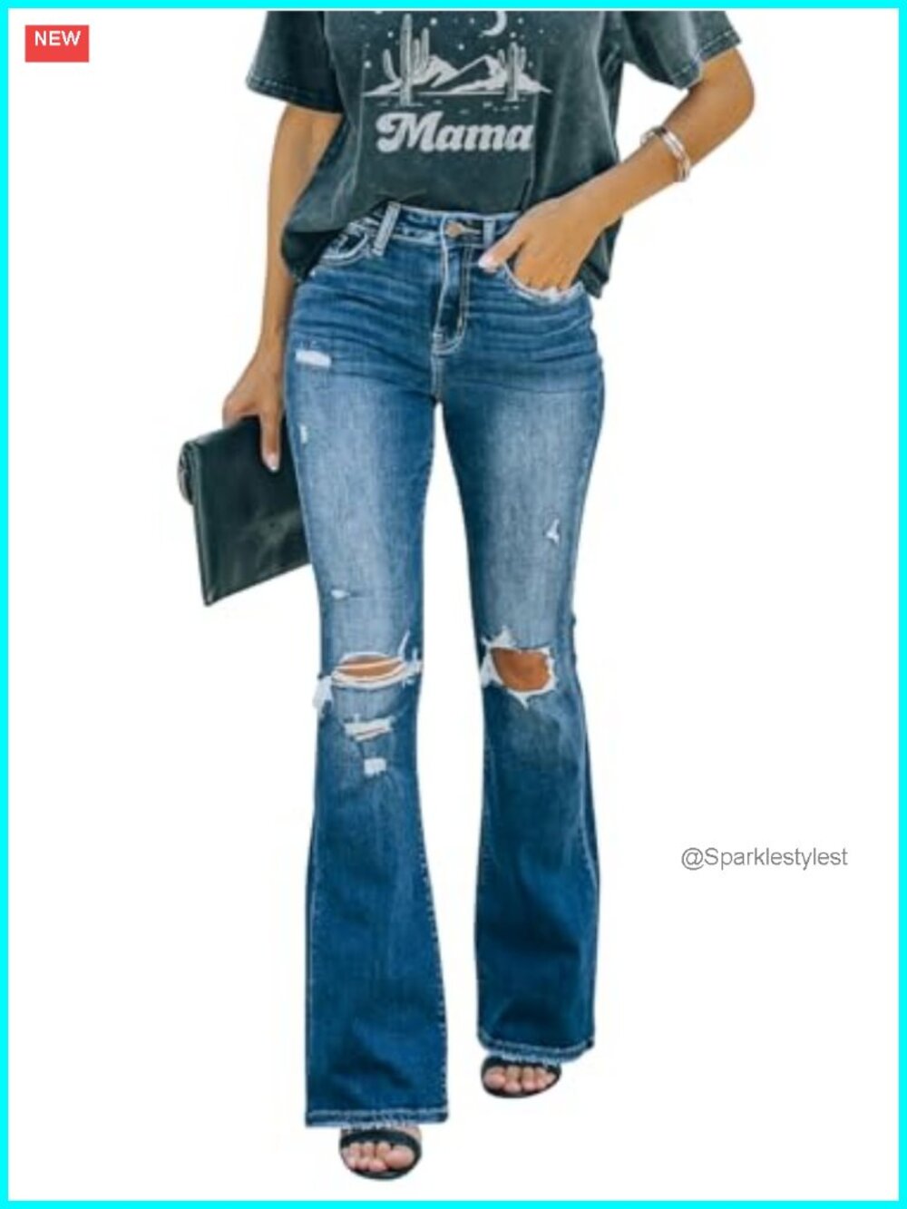 High Waisted Flare Bell Bottom Wide Leg Stretch Denim Jeans